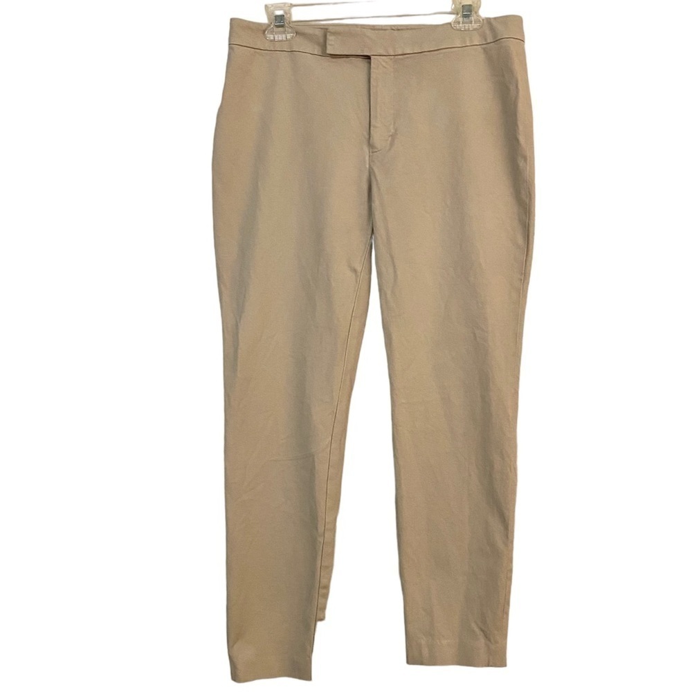LAUREN Ralph Lauren Tan Straight Leg Stretch Ankle Pants Size 8 Summer Casual